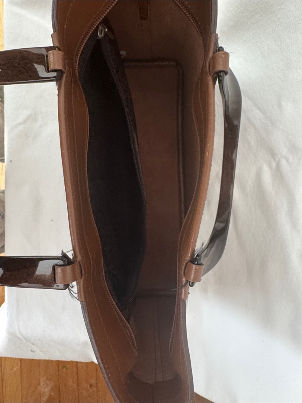 LAMARTHE Brown Leather Tote with Dual Top Handles - Picture 4 of 5